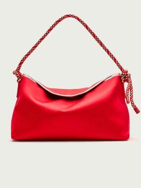 J.Crew Berkeley Small Satin Shoulder Bag Red Rope Strap Like New